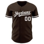 Maglia da baseball bianca marrone autentica personalizzata Maglia da baseball bianca marrone autentica personalizzata