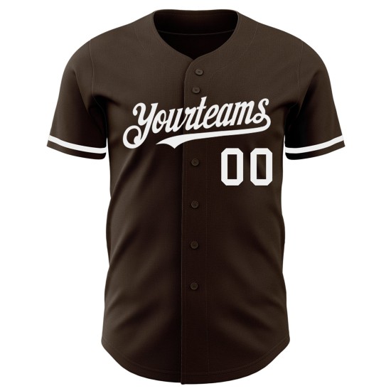 Maglia da baseball bianca marrone autentica personalizzata Maglia da baseball bianca marrone autentica personalizzata