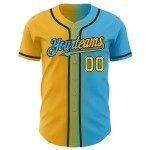 Maglia da baseball Sky Blue Fashion personalizzata, sfumatura oro-nero, autentica Maglia da baseball Sky Blue Fashion personalizzata, sfumatura oro-nero, autentica