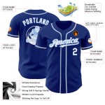 Maglia da baseball autentica personalizzata, bianca e blu royal Maglia da baseball autentica personalizzata, bianca e blu royal