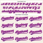 Maglia da baseball color crema autentica personalizzata, a righe viola rosa Maglia da baseball color crema autentica personalizzata, a righe viola rosa