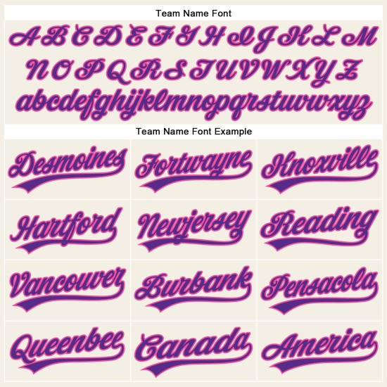 Maglia da baseball color crema autentica personalizzata, a righe viola rosa Maglia da baseball color crema autentica personalizzata, a righe viola rosa
