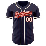 Maglia a righe blu navy personalizzata autentica, color crema, da baseball, rossa Maglia a righe blu navy personalizzata autentica, color crema, da baseball, rossa