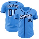 Maglia da baseball autentica personalizzata blu navy-bianca elettrica Maglia da baseball autentica personalizzata blu navy-bianca elettrica