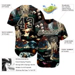 Maglia da baseball personalizzata con teschio 3D, motivo tropicale, in crema e autentica pianta. Maglia da baseball personalizzata con teschio 3D, motivo tropicale, in crema e autentica pianta.