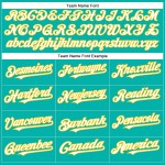 Maglia da baseball personalizzata Aqua autentica, bianca e gialla Maglia da baseball personalizzata Aqua autentica, bianca e gialla