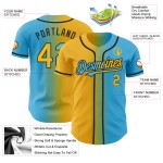 Maglia da baseball Sky Blue Fashion personalizzata, sfumatura oro-nero, autentica Maglia da baseball Sky Blue Fashion personalizzata, sfumatura oro-nero, autentica