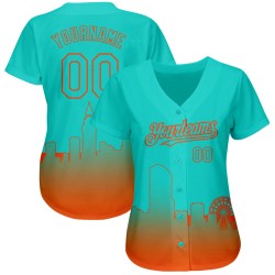 Maglia da baseball personalizzata 3D arancione sfumata Miami Fashion Edition autentica Aqua City Maglia da baseball personalizzata 3D arancione sfumata Miami Fashion Edition autentica Aqua City