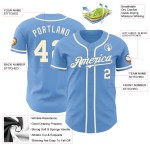 Maglia da baseball personalizzata, blu crema, autentica Maglia da baseball personalizzata, blu crema, autentica