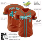 Maglia da baseball personalizzata verde acqua e bianca, autentica arancione Texas Maglia da baseball personalizzata verde acqua e bianca, autentica arancione Texas