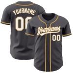 Maglia da baseball autentica in acciaio grigio personalizzata oro bianco-vecchia Maglia da baseball autentica in acciaio grigio personalizzata oro bianco-vecchia
