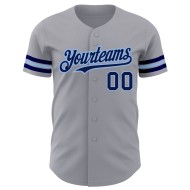 Maglia da baseball autentica blu grigia personalizzata blu navy-chiaro Maglia da baseball autentica blu grigia personalizzata blu navy-chiaro