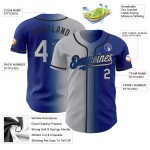 Maglia da baseball autentica personalizzata grigio reale sfumato-nero Maglia da baseball autentica personalizzata grigio reale sfumato-nero