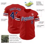 Maglia da baseball autentica personalizzata blu navy-bianca rossa Maglia da baseball autentica personalizzata blu navy-bianca rossa