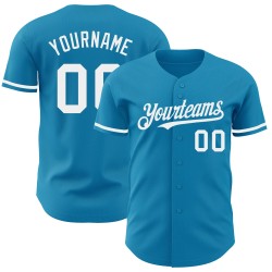 Maglia da baseball blu autentica personalizzata della Pantera Bianca