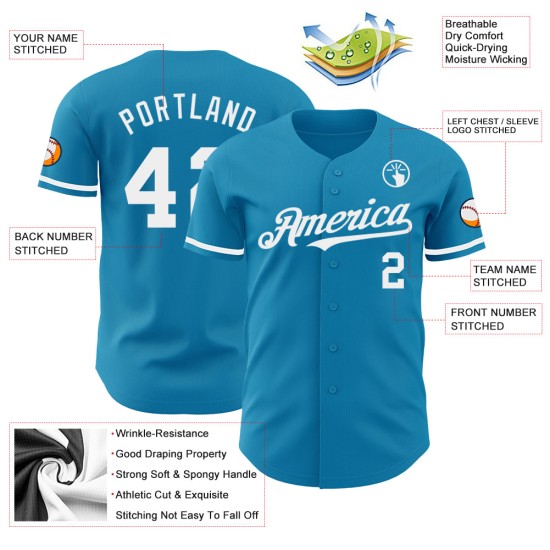 Maglia da baseball blu autentica personalizzata della Pantera Bianca Maglia da baseball blu autentica personalizzata della Pantera Bianca