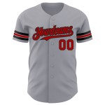 Maglia da baseball autentica grigia personalizzata rosso-nera Maglia da baseball autentica grigia personalizzata rosso-nera