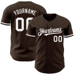 Maglia da baseball bianca marrone autentica personalizzata Maglia da baseball bianca marrone autentica personalizzata