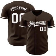 Maglia da baseball bianca marrone autentica personalizzata