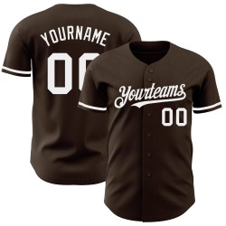 Maglia da baseball bianca marrone autentica personalizzata