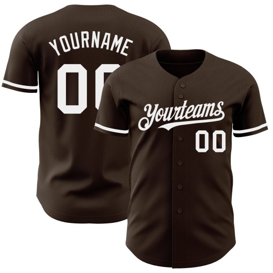 Maglia da baseball bianca marrone autentica personalizzata Maglia da baseball bianca marrone autentica personalizzata