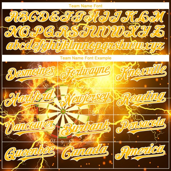 Maglia da baseball Flame Board Gold-White Dart 3D personalizzata con design autentico Black Lightning Maglia da baseball Flame Board Gold-White Dart 3D personalizzata con design autentico Black Lightning