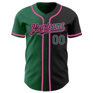 Maglia da baseball Kelly nera e verde-rosa autentica, sfumata, personalizzata alla moda Maglia da baseball Kelly nera e verde-rosa autentica, sfumata, personalizzata alla moda