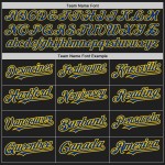 Maglia da baseball con maniche raglan blu royal e giallo personalizzata, autentica, nera Maglia da baseball con maniche raglan blu royal e giallo personalizzata, autentica, nera