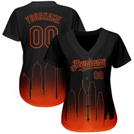 Maglia da baseball personalizzata City Philadelphia 3D Fade, edizione nera, autentica, arancione Maglia da baseball personalizzata City Philadelphia 3D Fade, edizione nera, autentica, arancione