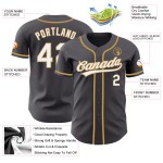 Maglia da baseball autentica in acciaio grigio personalizzata oro bianco-vecchia Maglia da baseball autentica in acciaio grigio personalizzata oro bianco-vecchia