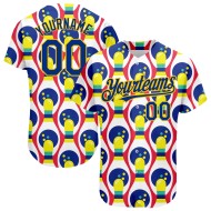Maglia da baseball personalizzata con motivo Royal-Yellow White, autentica, da bowling, 3D