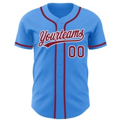 Maglia da baseball elettrica personalizzata, autentica, cremisi-bianca, blu Maglia da baseball elettrica personalizzata, autentica, cremisi-bianca, blu