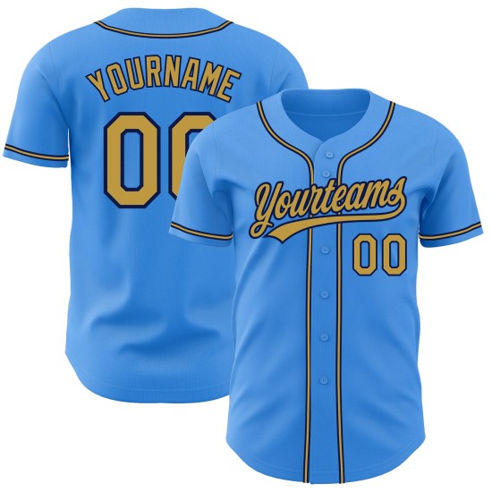 Maglia da baseball personalizzata Electric Autentica Oro-Blu Navy Blu Antico Maglia da baseball personalizzata Electric Autentica Oro-Blu Navy Blu Antico