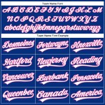 Maglia da baseball autentica personalizzata bianca e rosa a righe blu royal Maglia da baseball autentica personalizzata bianca e rosa a righe blu royal