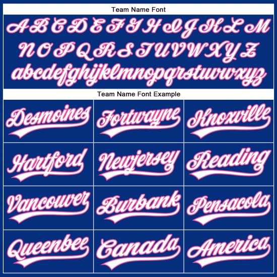 Maglia da baseball autentica personalizzata bianca e rosa a righe blu royal Maglia da baseball autentica personalizzata bianca e rosa a righe blu royal