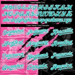 Maglia da baseball personalizzata autentica con motivo graffiato 3D, graffiti, nero-rosa acquamarina Maglia da baseball personalizzata autentica con motivo graffiato 3D, graffiti, nero-rosa acquamarina