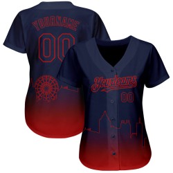 Maglia da baseball personalizzata, blu navy, moda, edizione rossa, sfumata, Atlanta 3D City, autentica Maglia da baseball personalizzata, blu navy, moda, edizione rossa, sfumata, Atlanta 3D City, autentica