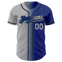 Maglia da baseball autentica personalizzata grigio reale sfumato-nero