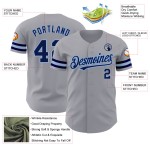 Maglia da baseball autentica blu grigia personalizzata blu navy-chiaro Maglia da baseball autentica blu grigia personalizzata blu navy-chiaro