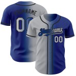 Maglia da baseball autentica personalizzata grigio reale sfumato-nero Maglia da baseball autentica personalizzata grigio reale sfumato-nero