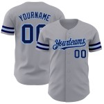 Maglia da baseball autentica blu grigia personalizzata blu navy-chiaro Maglia da baseball autentica blu grigia personalizzata blu navy-chiaro
