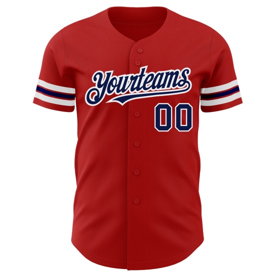 Maglia da baseball autentica personalizzata blu navy-bianca rossa Maglia da baseball autentica personalizzata blu navy-bianca rossa