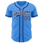 Maglia da baseball autentica personalizzata blu navy-bianca elettrica Maglia da baseball autentica personalizzata blu navy-bianca elettrica
