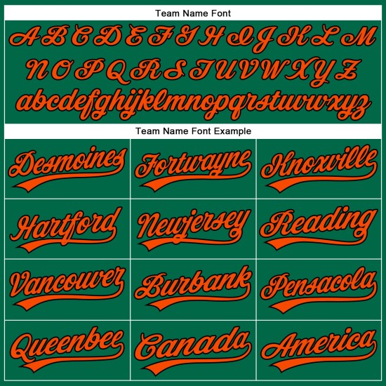 Maglia da baseball Kelly verde e nera autentica, a righe arancioni, personalizzata Maglia da baseball Kelly verde e nera autentica, a righe arancioni, personalizzata