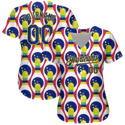 Maglia da baseball personalizzata con motivo Royal-Yellow White, autentica, da bowling, 3D