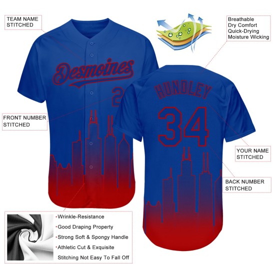 Maglia da baseball 3D autentica City Red Fade Chicago Fashion Custom Edition Royal Maglia da baseball 3D autentica City Red Fade Chicago Fashion Custom Edition Royal