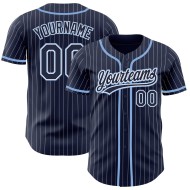 Maglia da baseball leggera a righe blu navy personalizzata bianca autentica