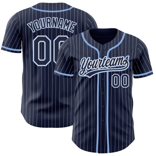 Maglia da baseball leggera a righe blu navy personalizzata bianca autentica Maglia da baseball leggera a righe blu navy personalizzata bianca autentica