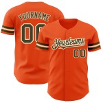 Maglia da baseball autentica color oliva-crema, arancione personalizzata Maglia da baseball autentica color oliva-crema, arancione personalizzata