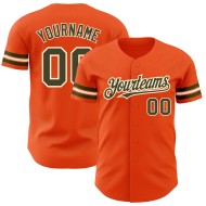 Maglia da baseball autentica color oliva-crema, arancione personalizzata